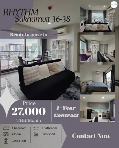 1-bed condo for rent at Rhythm Sukhumvit 36-38, photo 1 of 5