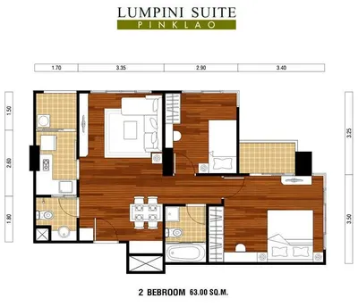 Lumpini Suite Pinklaoの2ベッドルームコンドミニアム（売買）、写真1/5