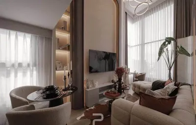 SOHO Bangkok Ratchadaの2ベッドルームコンドミニアム（賃貸）、写真1/5