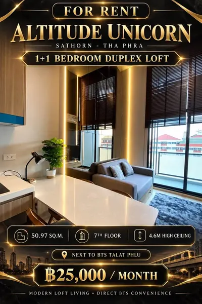 Altitude Unicorn Sathorn - Tha Phraの1ベッドルームコンドミニアム（賃貸）、写真7/7