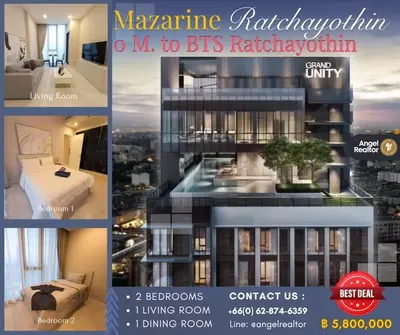 แมสซารีน รัชโยธิน | Mazarine Ratchayothin by Grand Unityの2ベッドルームコンドミニアム（売買）、写真2/3