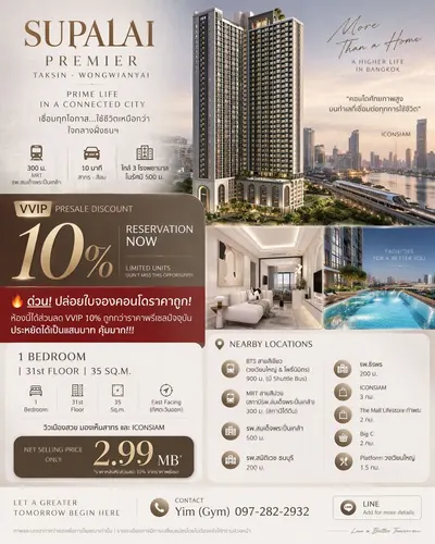 1-bed condo for sale near BTS Wongwian Yai, photo 1 of 5